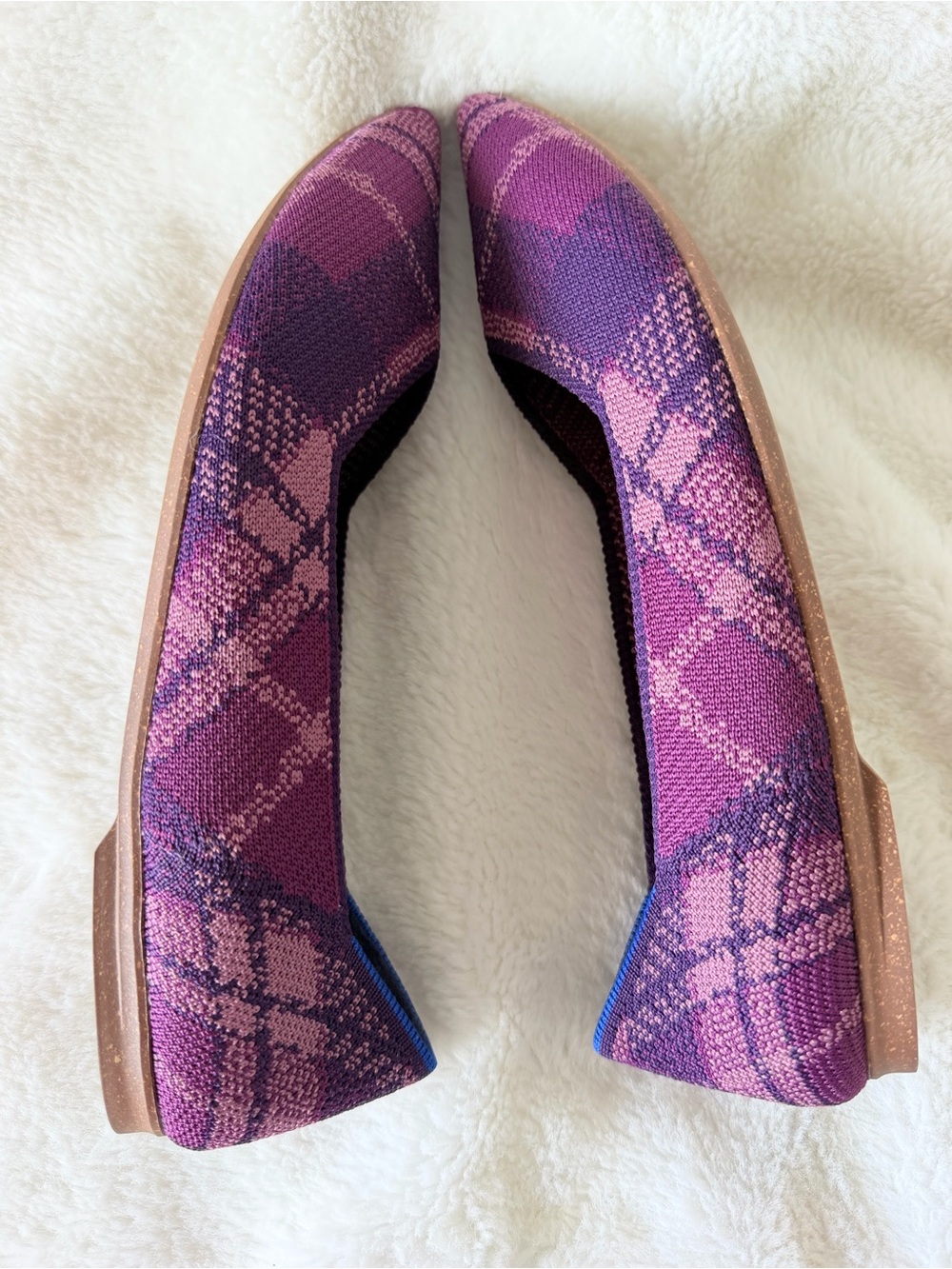 Rothy's The Point II Flats Purple Plaid Pointed Toe Knit Ballet Flat EUC Size 9 - Picture 4 of 11
